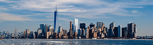 The New York City skyline from across the water